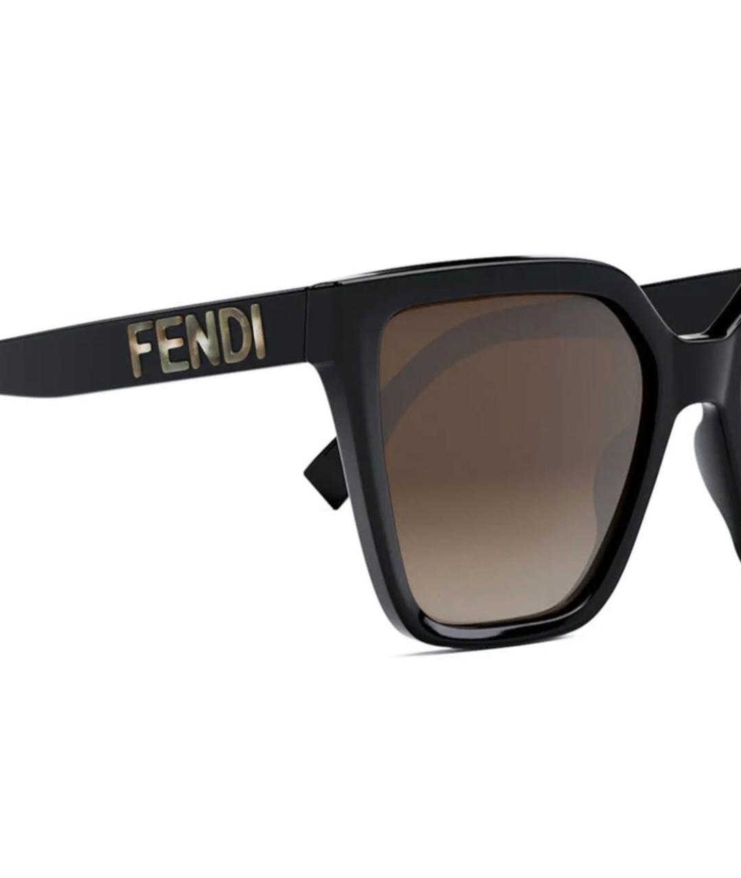 FENDI Черные пластиковые солнцезащитные очки, фото 3