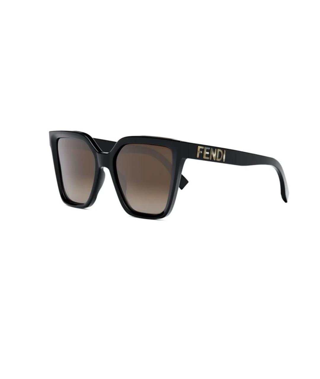 FENDI Черные пластиковые солнцезащитные очки, фото 2