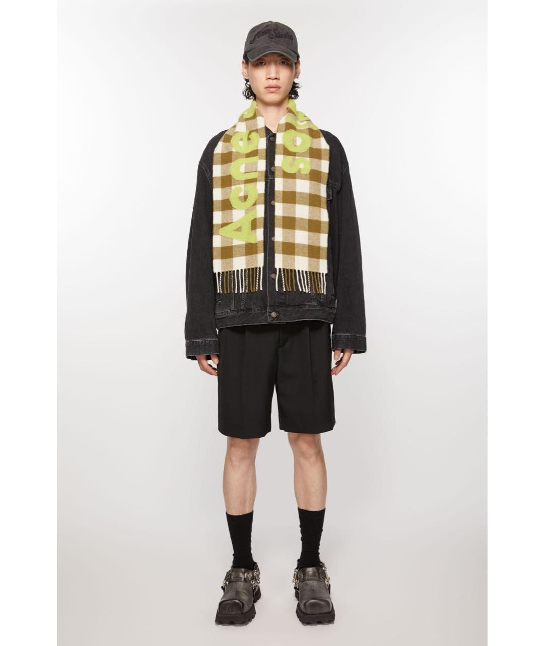 ACNE STUDIOS Хаки шерстяной шарф, фото 2
