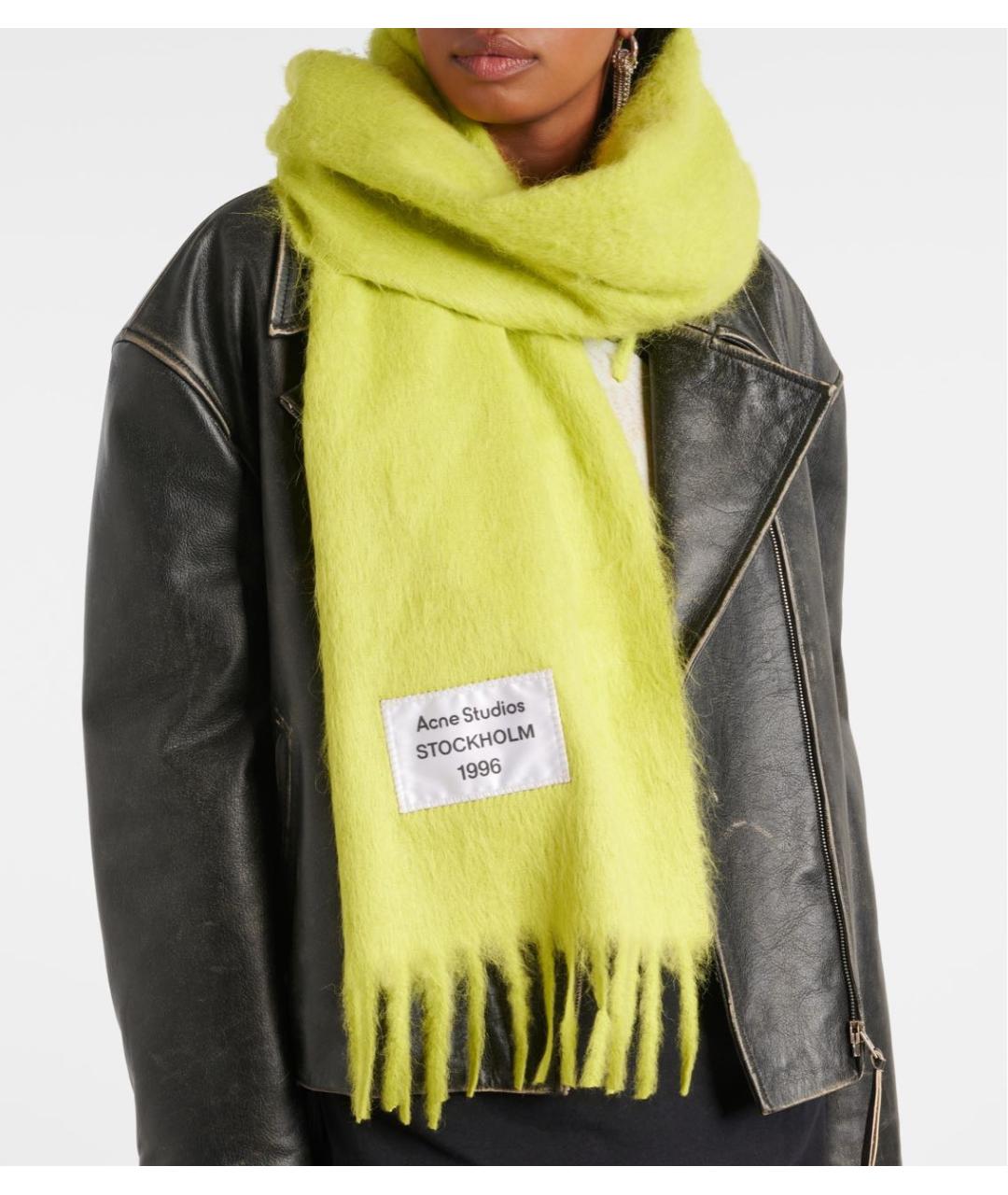 ACNE STUDIOS Желтый шерстяной шарф, фото 2