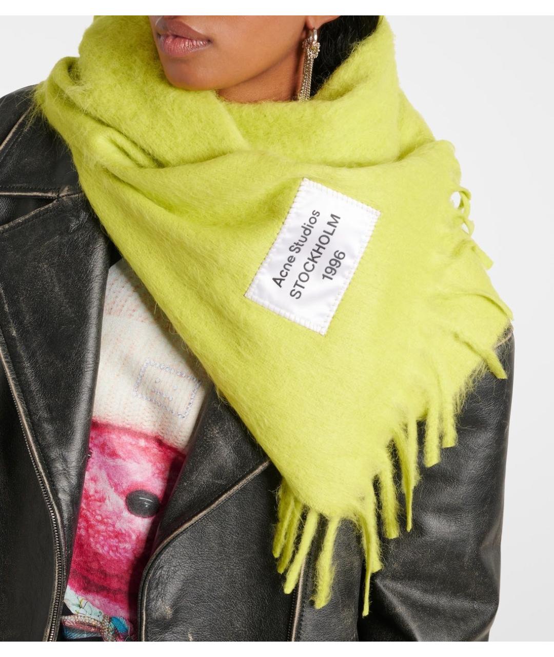 ACNE STUDIOS Желтый шерстяной шарф, фото 4