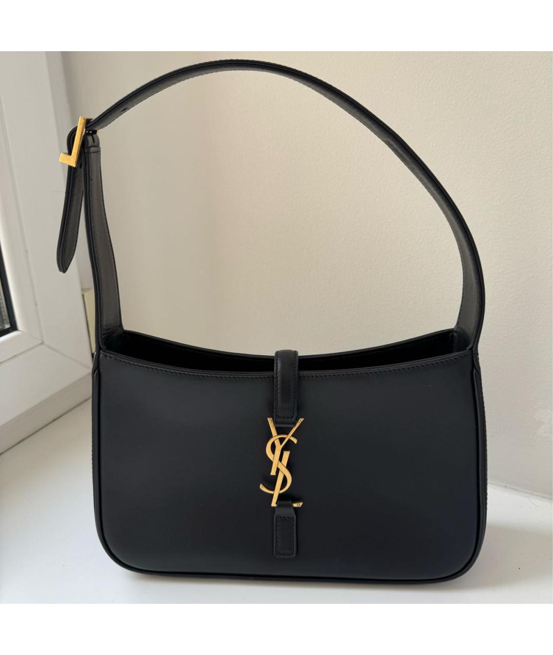 SAINT LAURENT Черная кожаная сумка с короткими ручками, фото 9
