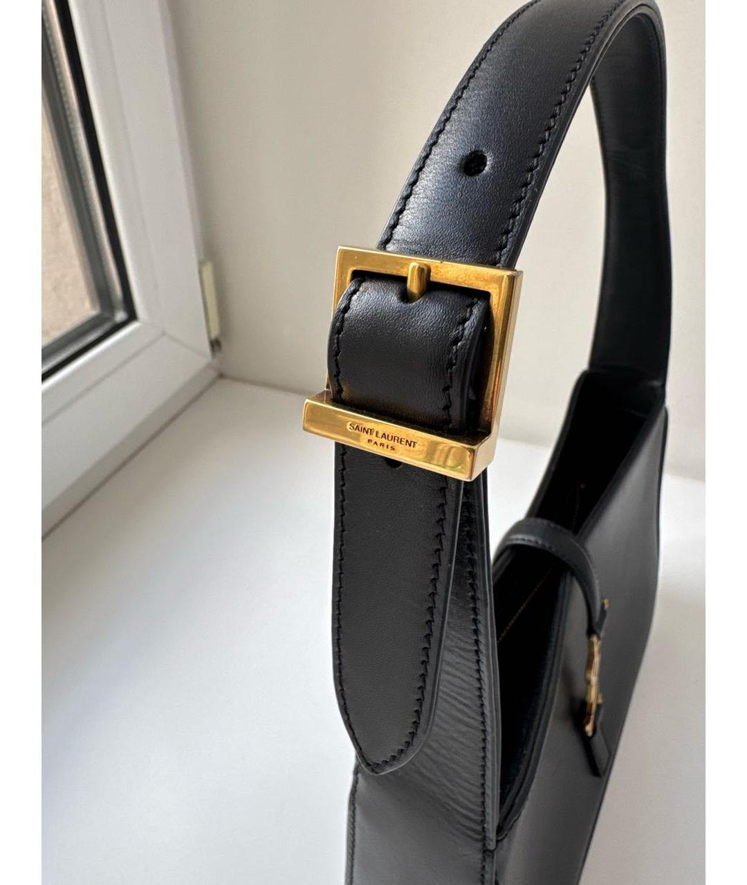 SAINT LAURENT Черная кожаная сумка с короткими ручками, фото 6