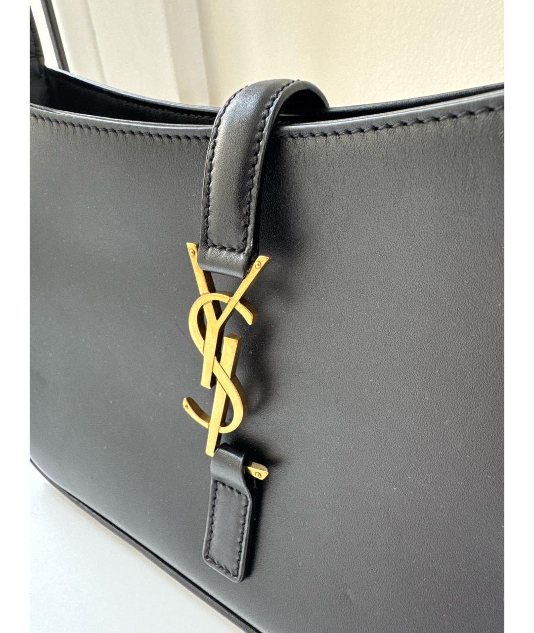 SAINT LAURENT Черная кожаная сумка с короткими ручками, фото 5