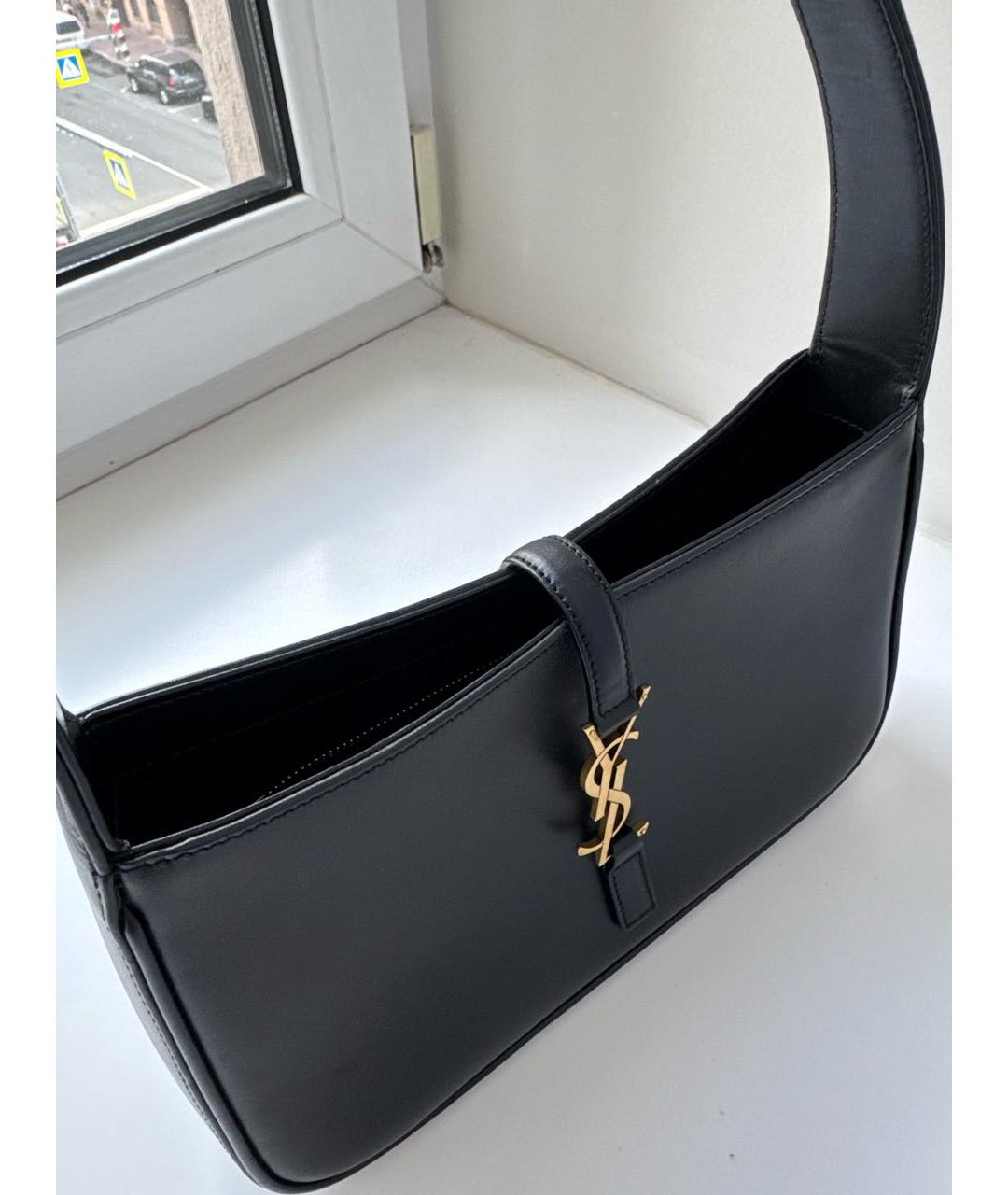 SAINT LAURENT Черная кожаная сумка с короткими ручками, фото 7