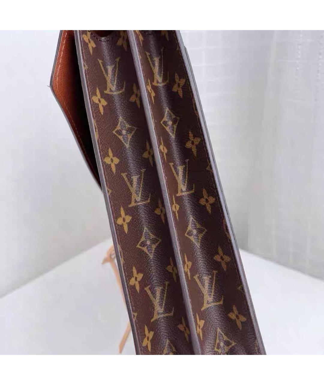 LOUIS VUITTON Коричневый кожаный портфель, фото 3