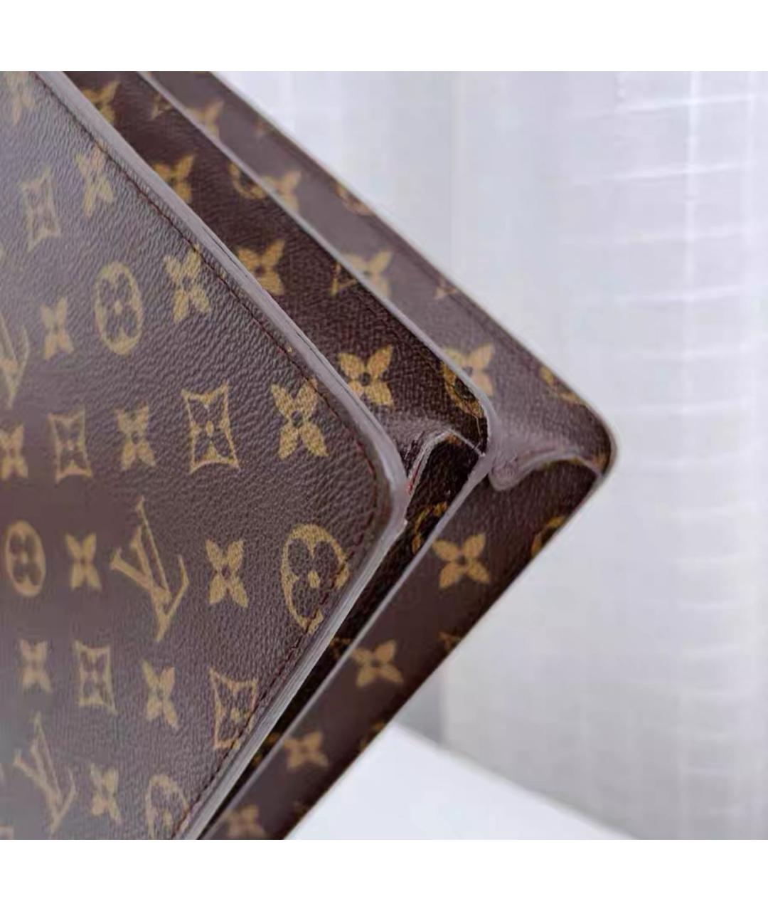 LOUIS VUITTON Коричневый кожаный портфель, фото 5