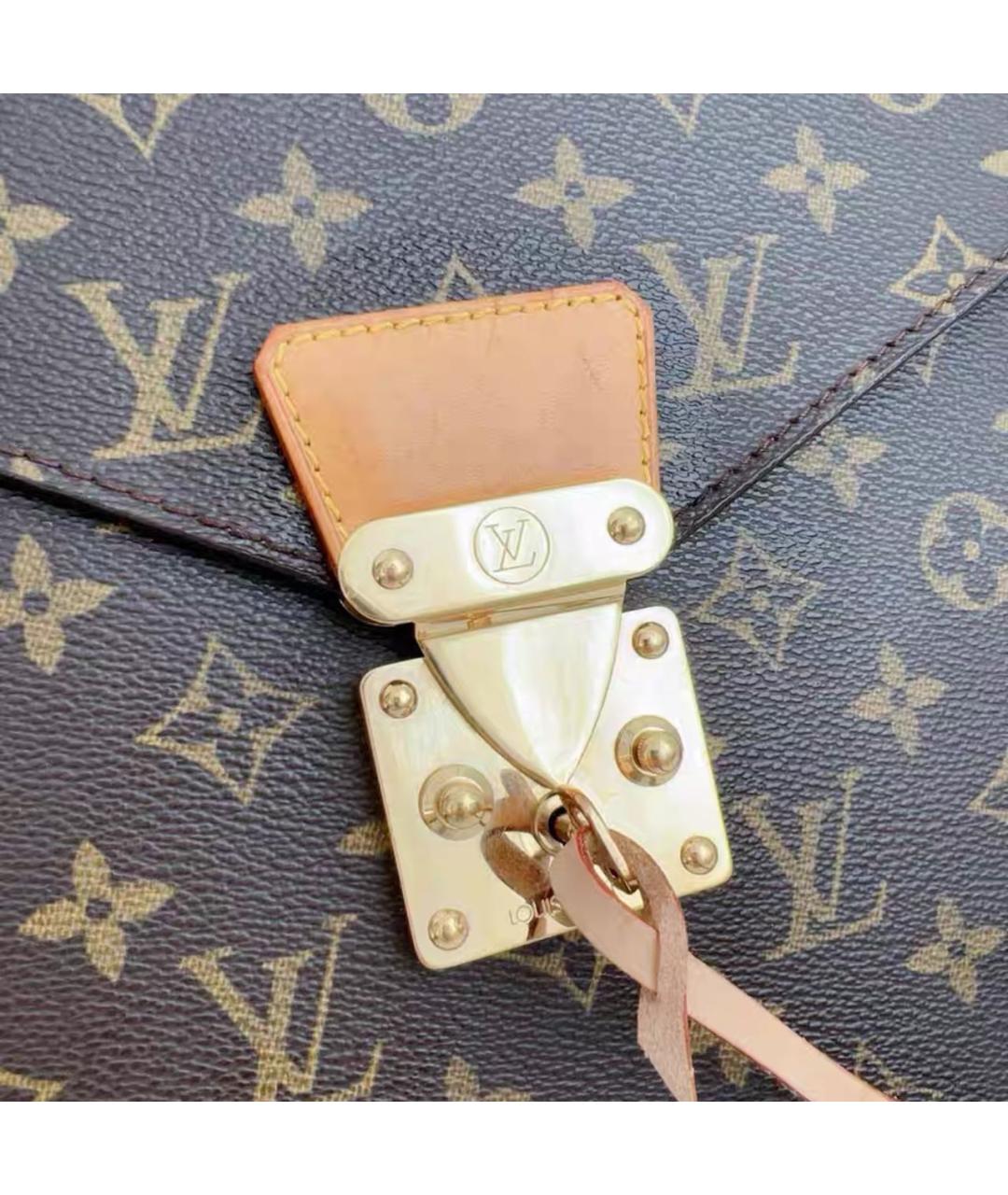 LOUIS VUITTON Коричневый кожаный портфель, фото 7