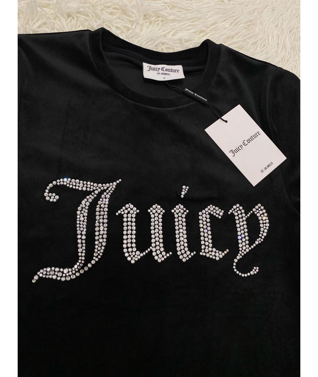 JUICY COUTURE Черная велюровая футболка, фото 2