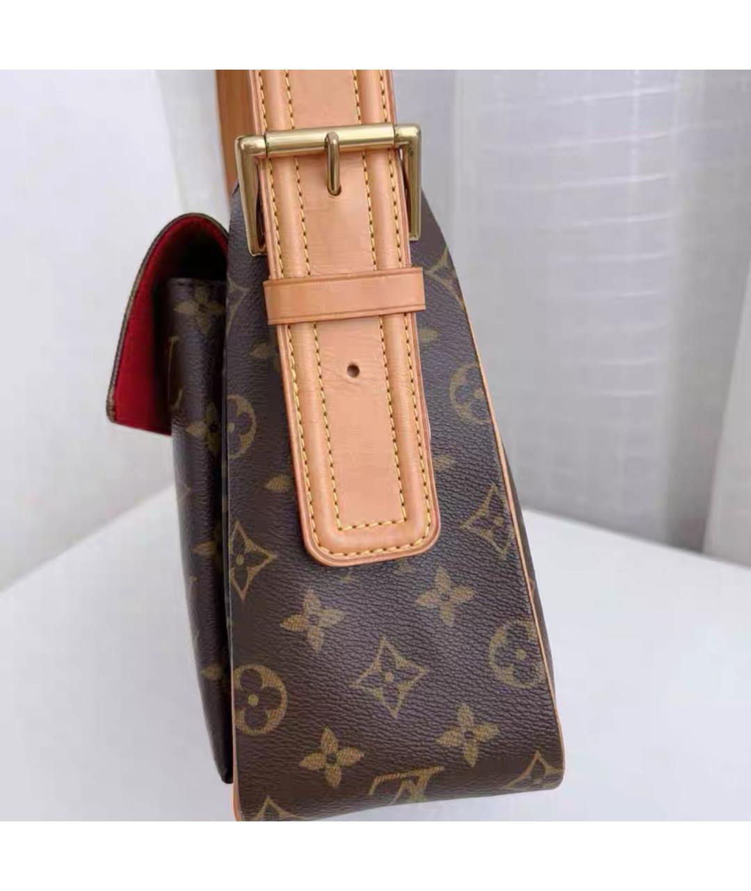 LOUIS VUITTON Коричневая кожаная сумка через плечо, фото 3
