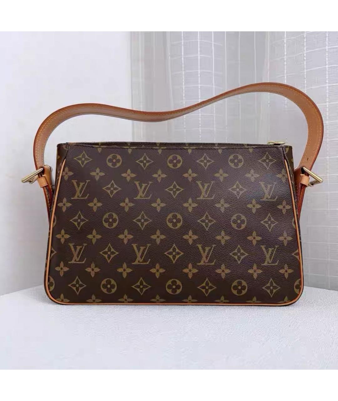 LOUIS VUITTON Коричневая кожаная сумка через плечо, фото 2