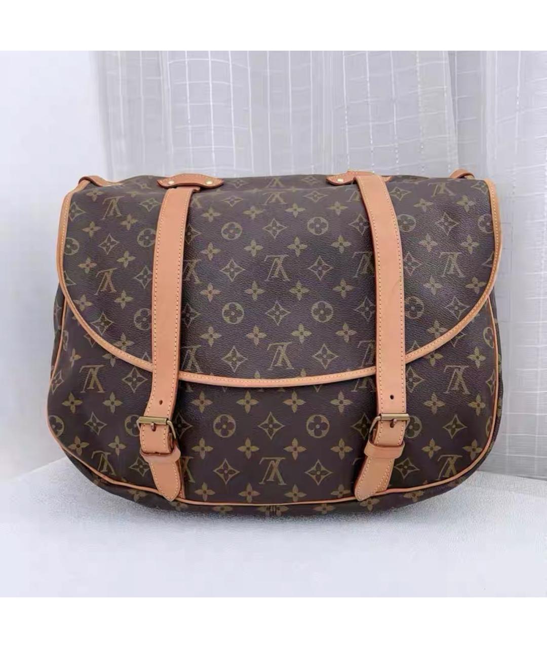 LOUIS VUITTON Коричневая кожаная сумка через плечо, фото 2