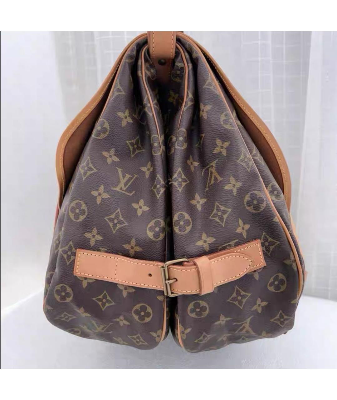 LOUIS VUITTON Коричневая кожаная сумка через плечо, фото 4