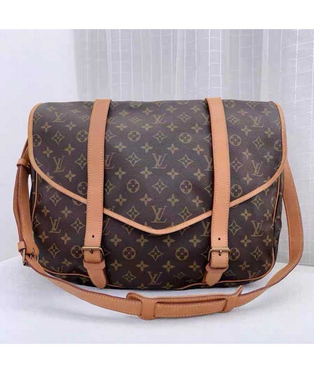 LOUIS VUITTON Коричневая кожаная сумка через плечо, фото 9