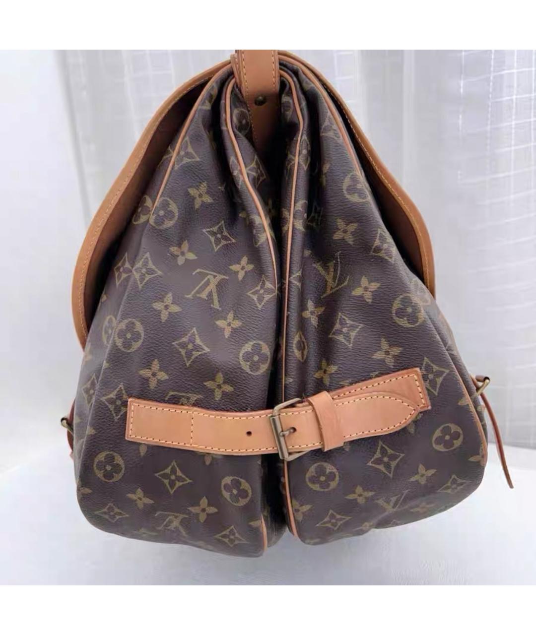 LOUIS VUITTON Коричневая кожаная сумка через плечо, фото 3