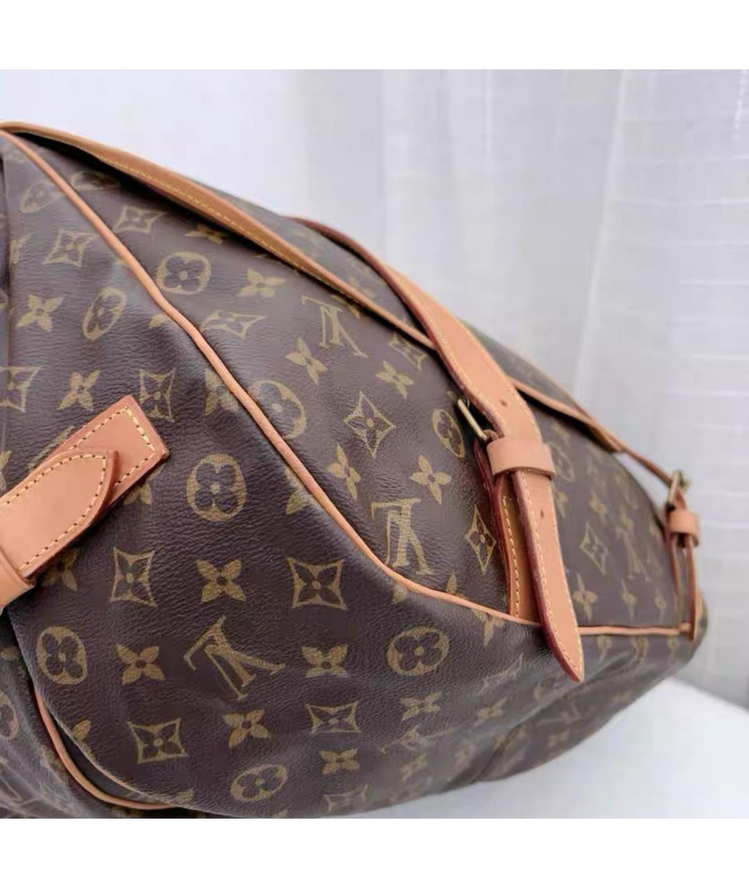 LOUIS VUITTON Коричневая кожаная сумка через плечо, фото 7