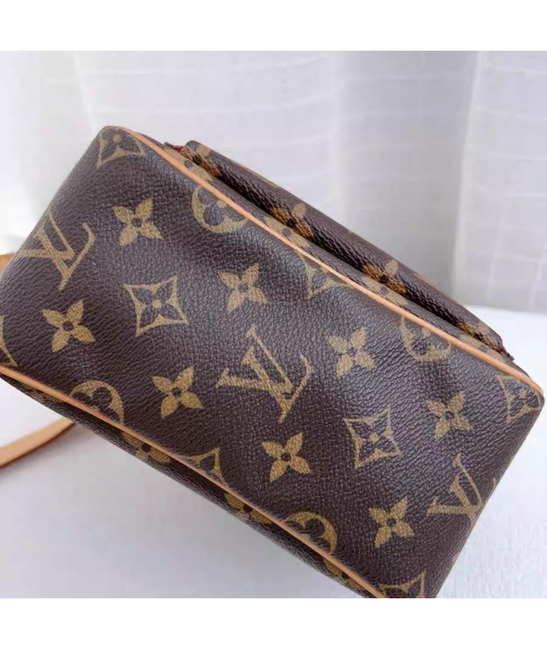 LOUIS VUITTON Коричневая кожаная сумка через плечо, фото 6