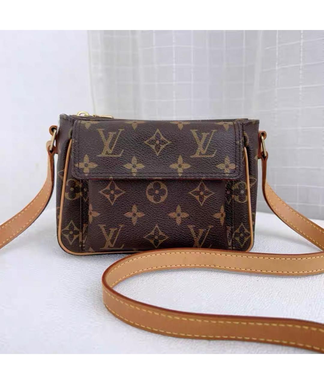 LOUIS VUITTON Коричневая кожаная сумка через плечо, фото 9