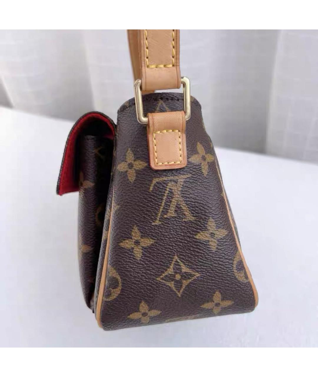 LOUIS VUITTON Коричневая кожаная сумка через плечо, фото 3