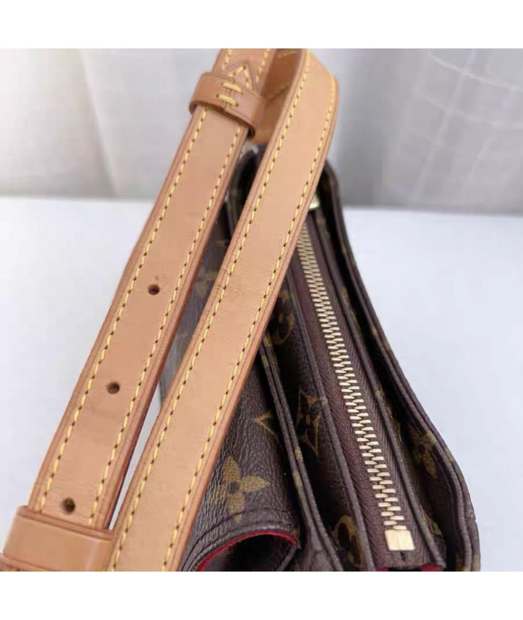 LOUIS VUITTON Коричневая кожаная сумка через плечо, фото 7