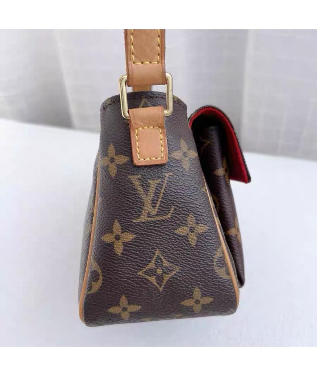 LOUIS VUITTON Коричневая кожаная сумка через плечо, фото 4