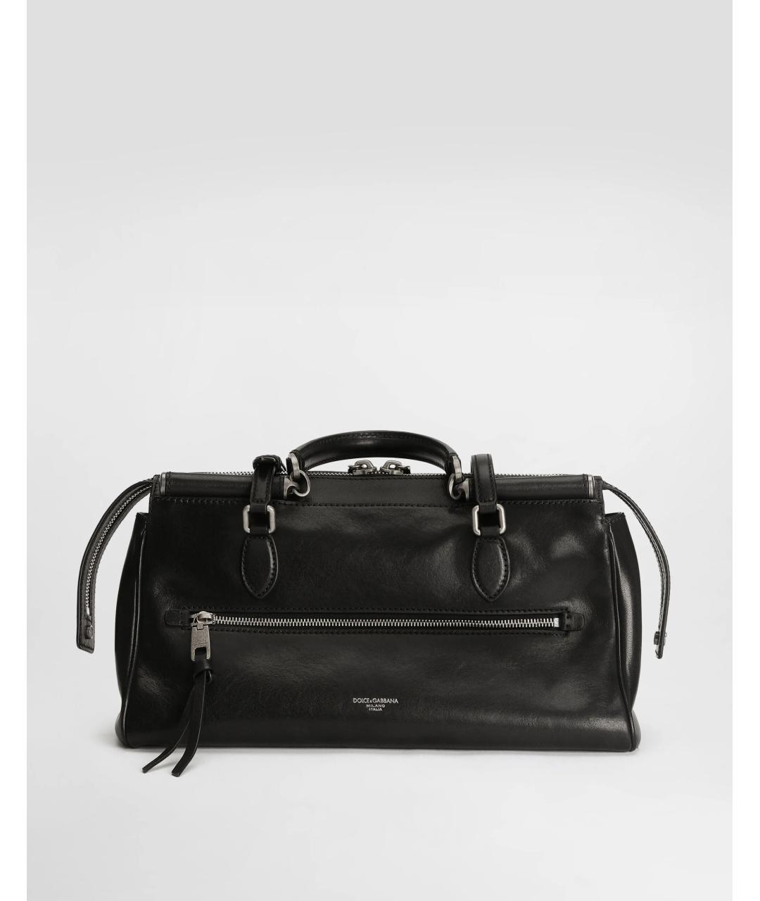 DOLCE&GABBANA Черная кожаная сумка тоут, фото 4
