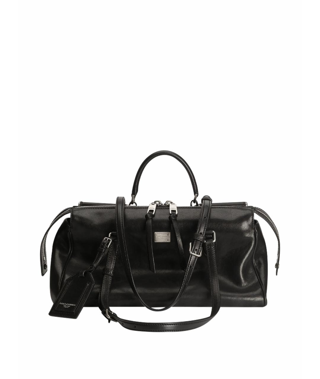 DOLCE&GABBANA Черная кожаная сумка тоут, фото 1