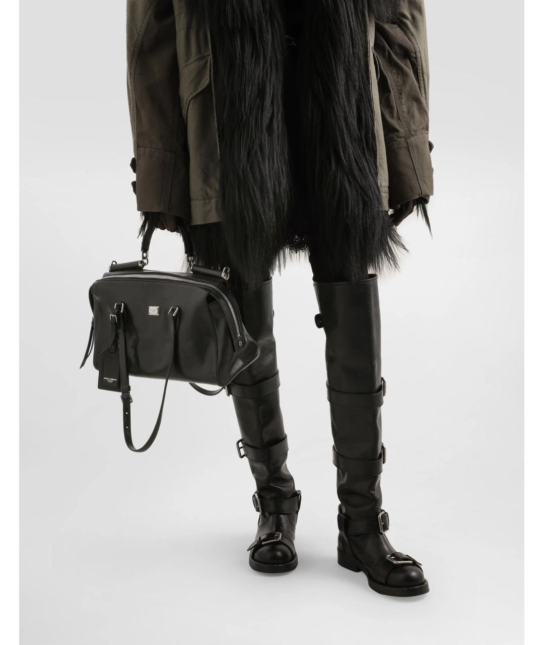 DOLCE&GABBANA Черная кожаная сумка тоут, фото 5