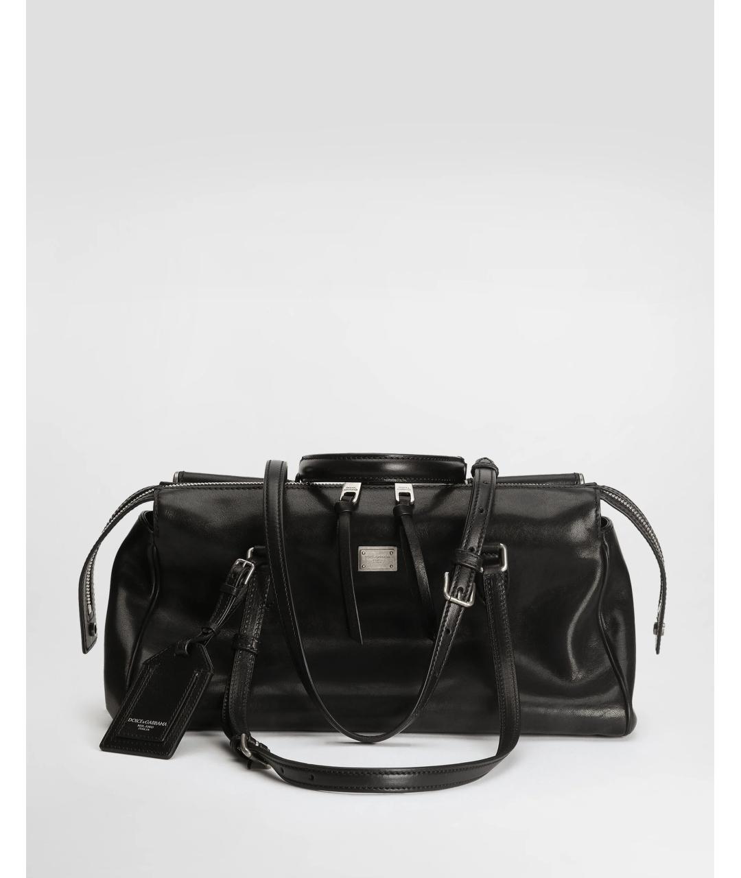 DOLCE&GABBANA Черная кожаная сумка тоут, фото 2