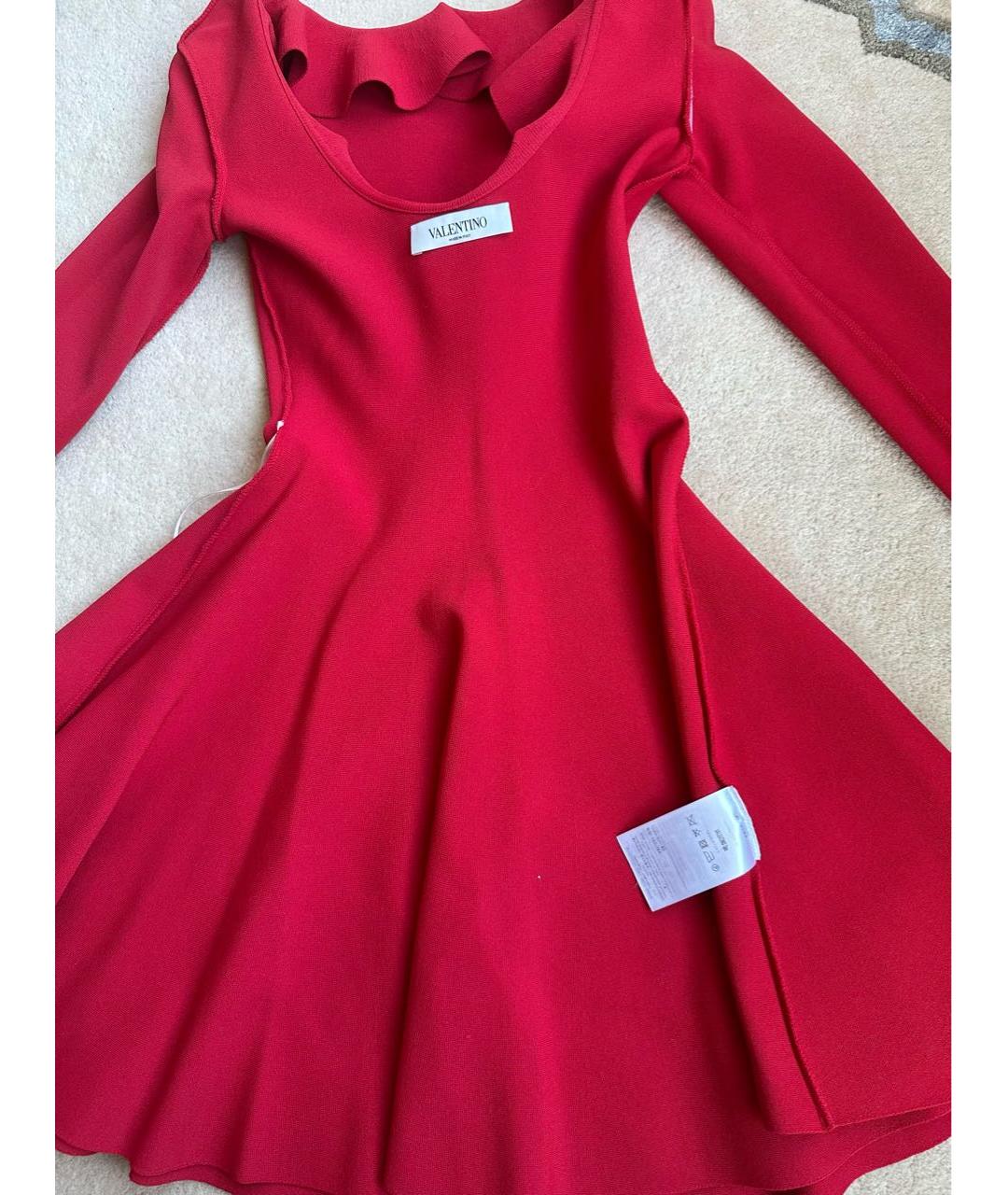VALENTINO Красное вискозное коктейльное платье, фото 3