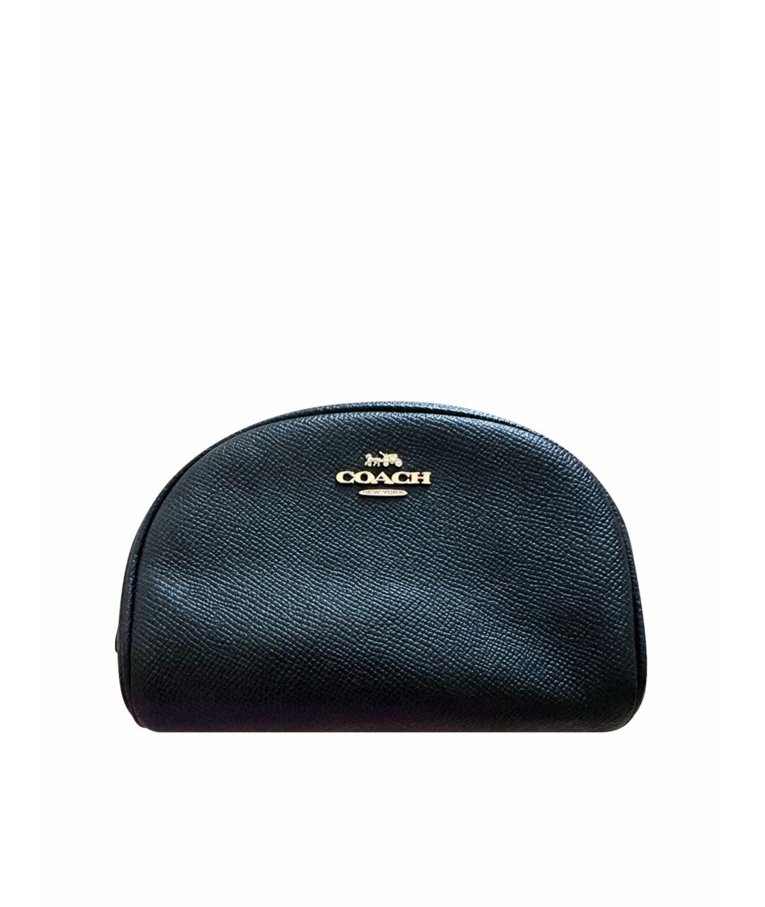 COACH Черная кожаная косметичка, фото 1