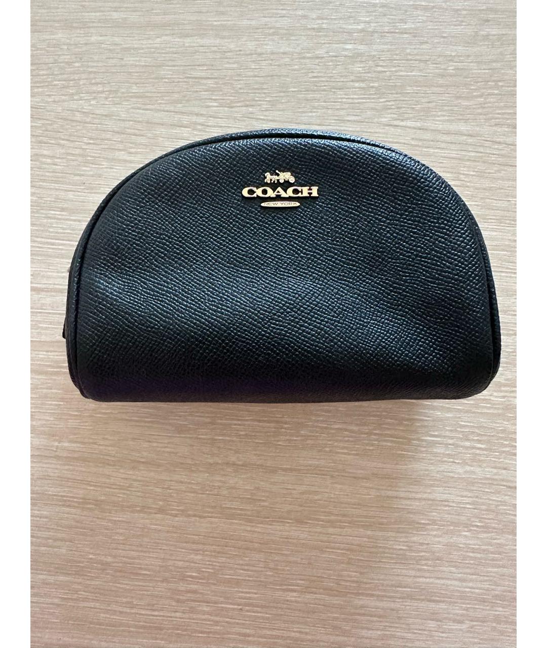 COACH Черная кожаная косметичка, фото 6