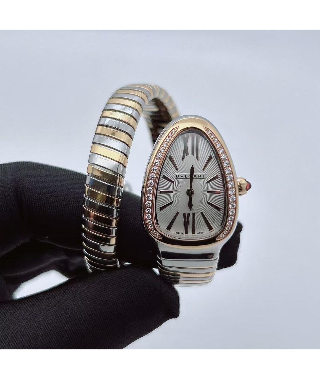 BVLGARI Белые часы из розового золота, фото 2