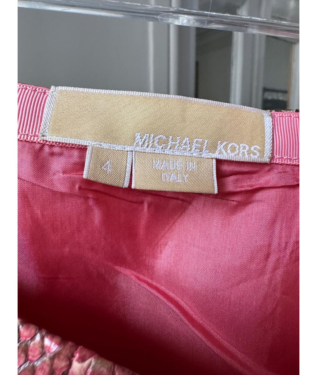MICHAEL KORS Розовая кожаная юбка мини, фото 5