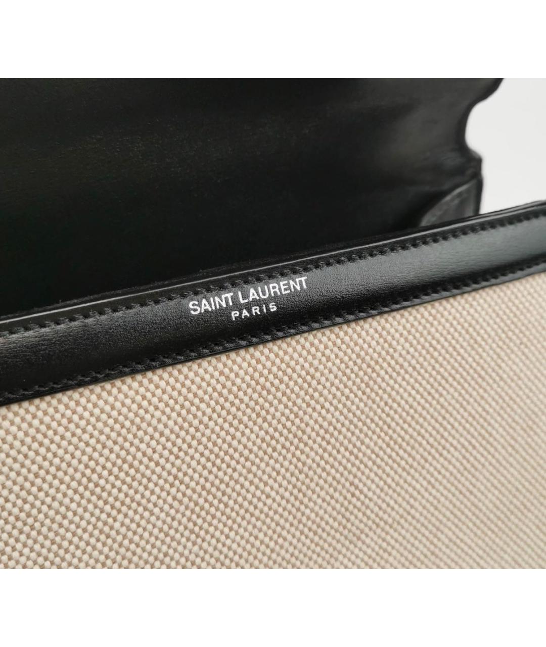 SAINT LAURENT Бежевая тканевая сумка через плечо, фото 5