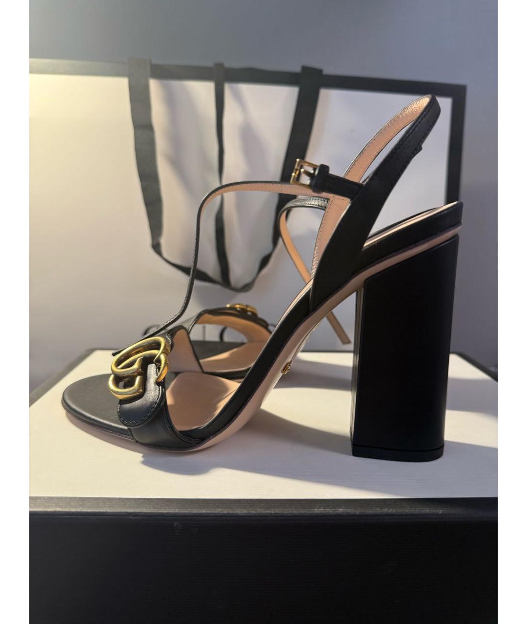GUCCI Черные кожаные босоножки, фото 9