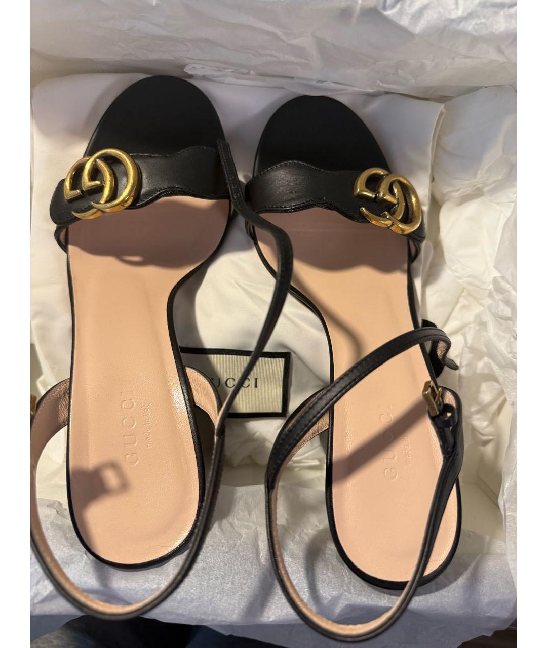 GUCCI Черные кожаные босоножки, фото 5