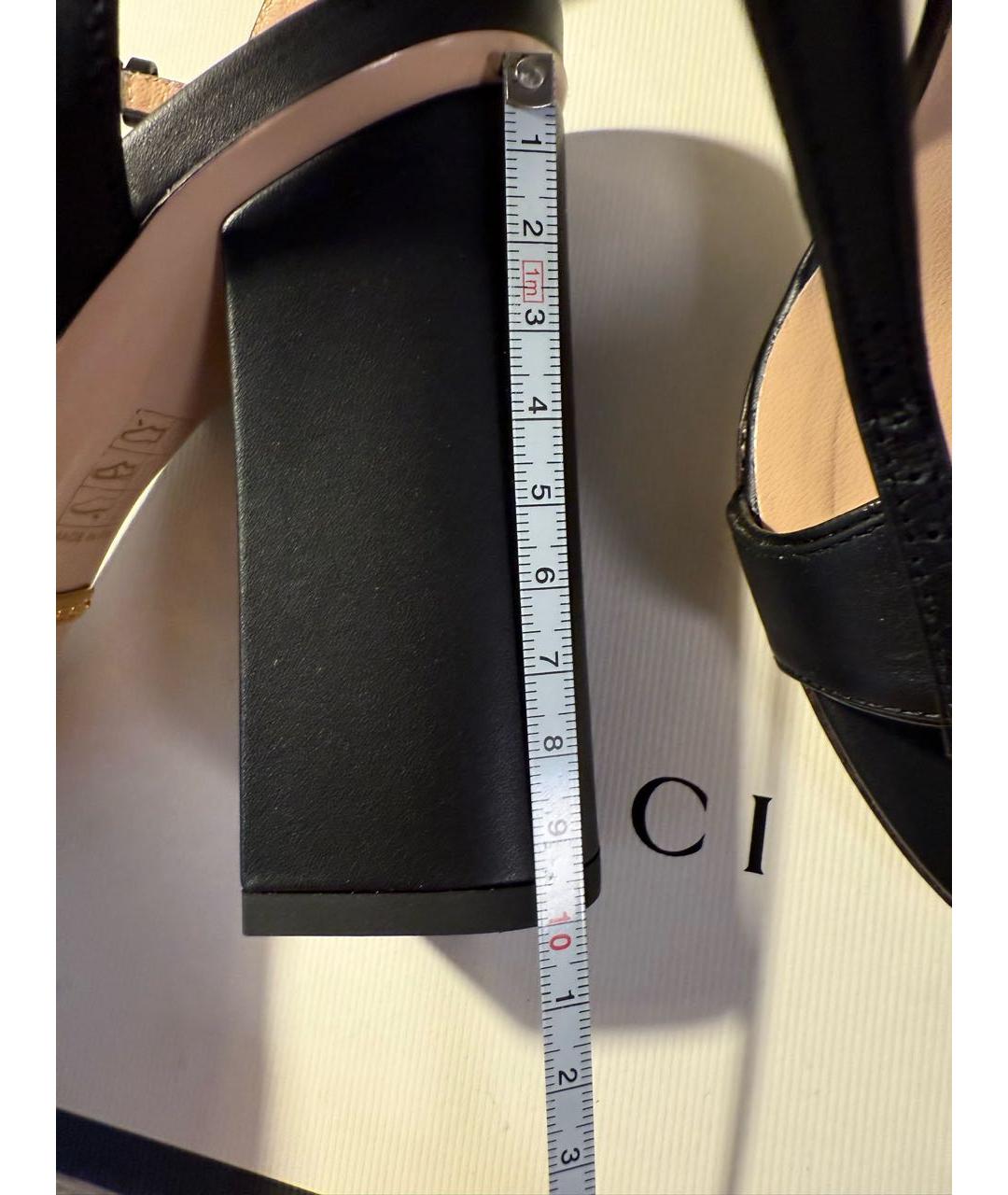 GUCCI Черные кожаные босоножки, фото 8