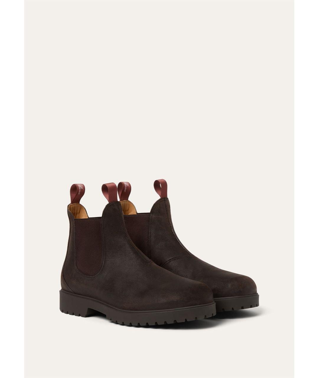 LORO PIANA Коричневые кожаные низкие ботинки, фото 3