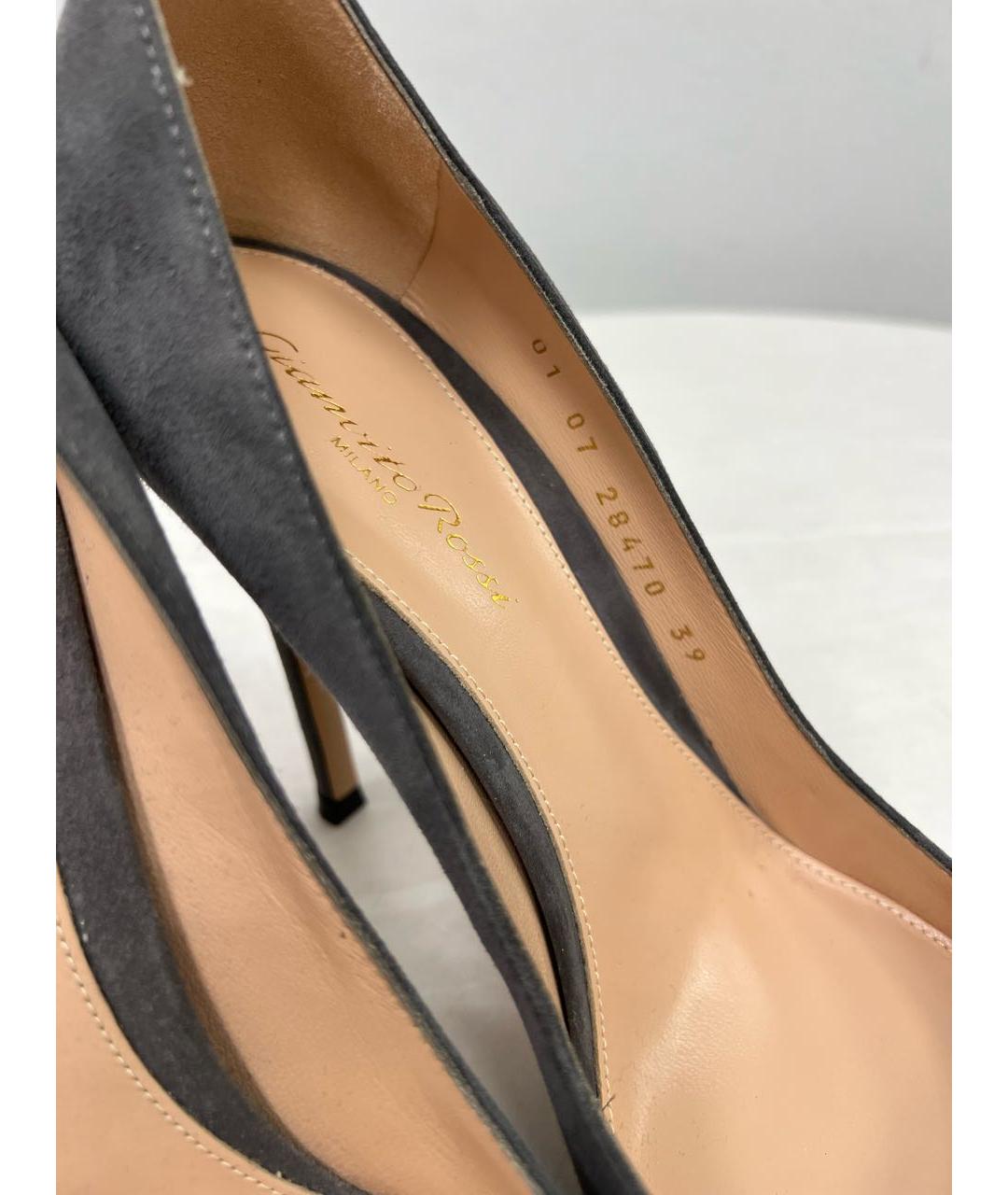 GIANVITO ROSSI Антрацитовые замшевые туфли, фото 5