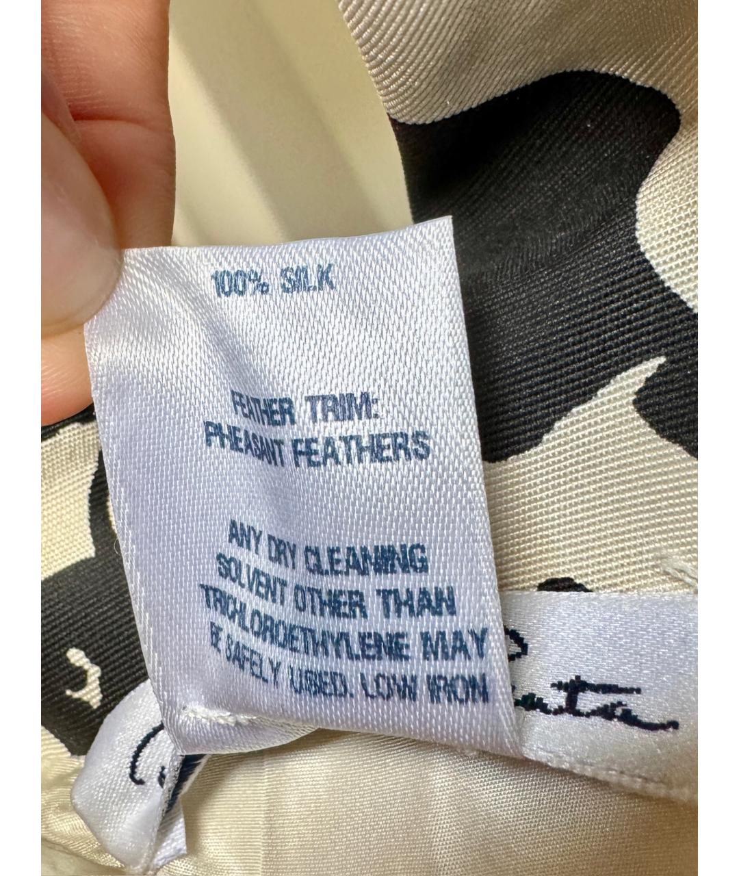 OSCAR DE LA RENTA Бежевое шелковое коктейльное платье, фото 7