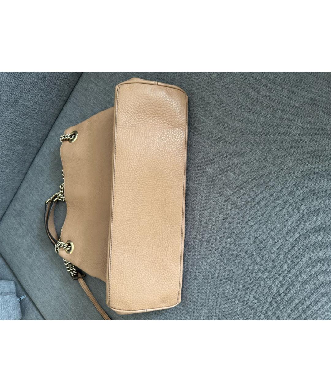 GUCCI Бежевая кожаная сумка тоут, фото 5
