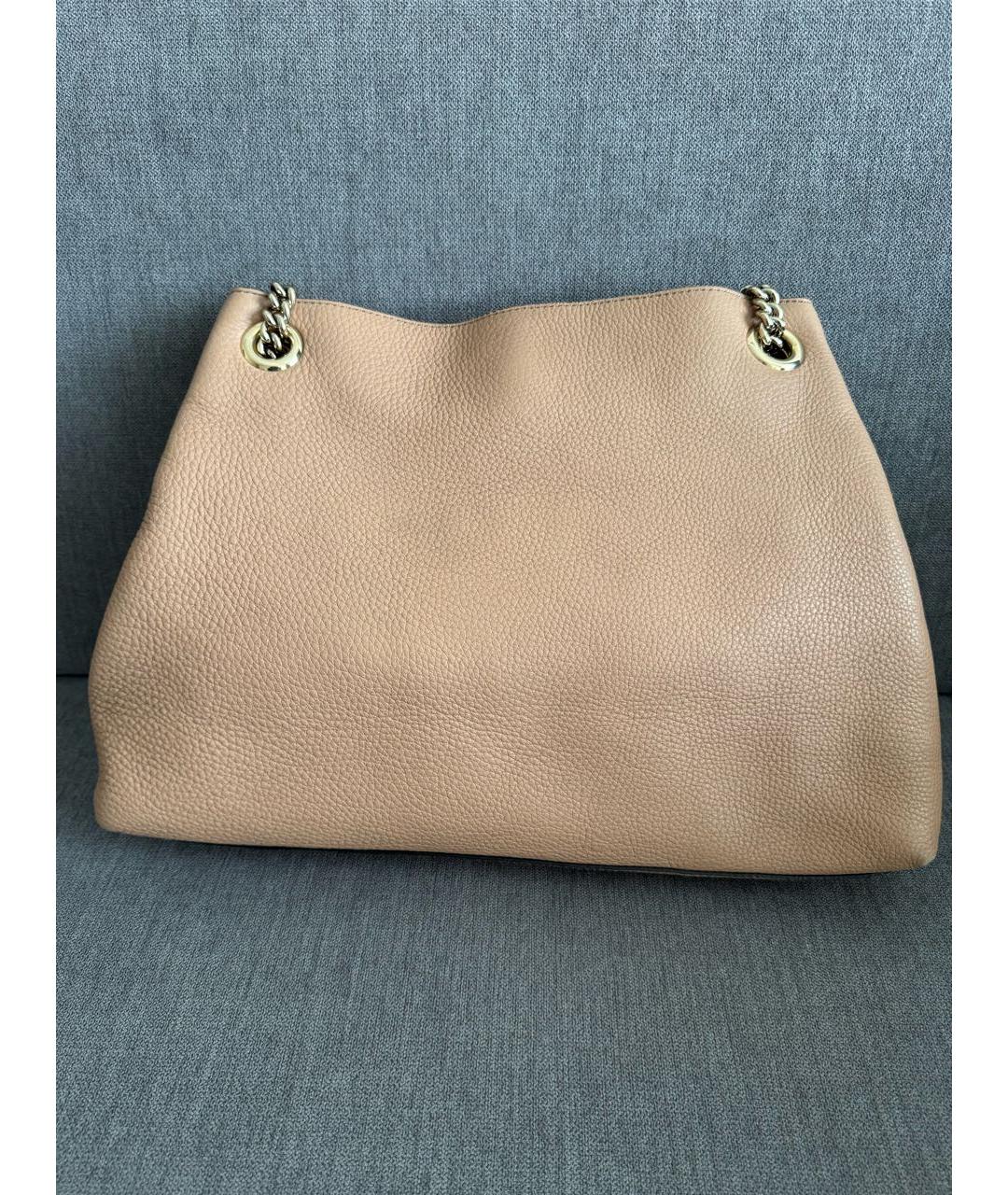 GUCCI Бежевая кожаная сумка тоут, фото 3