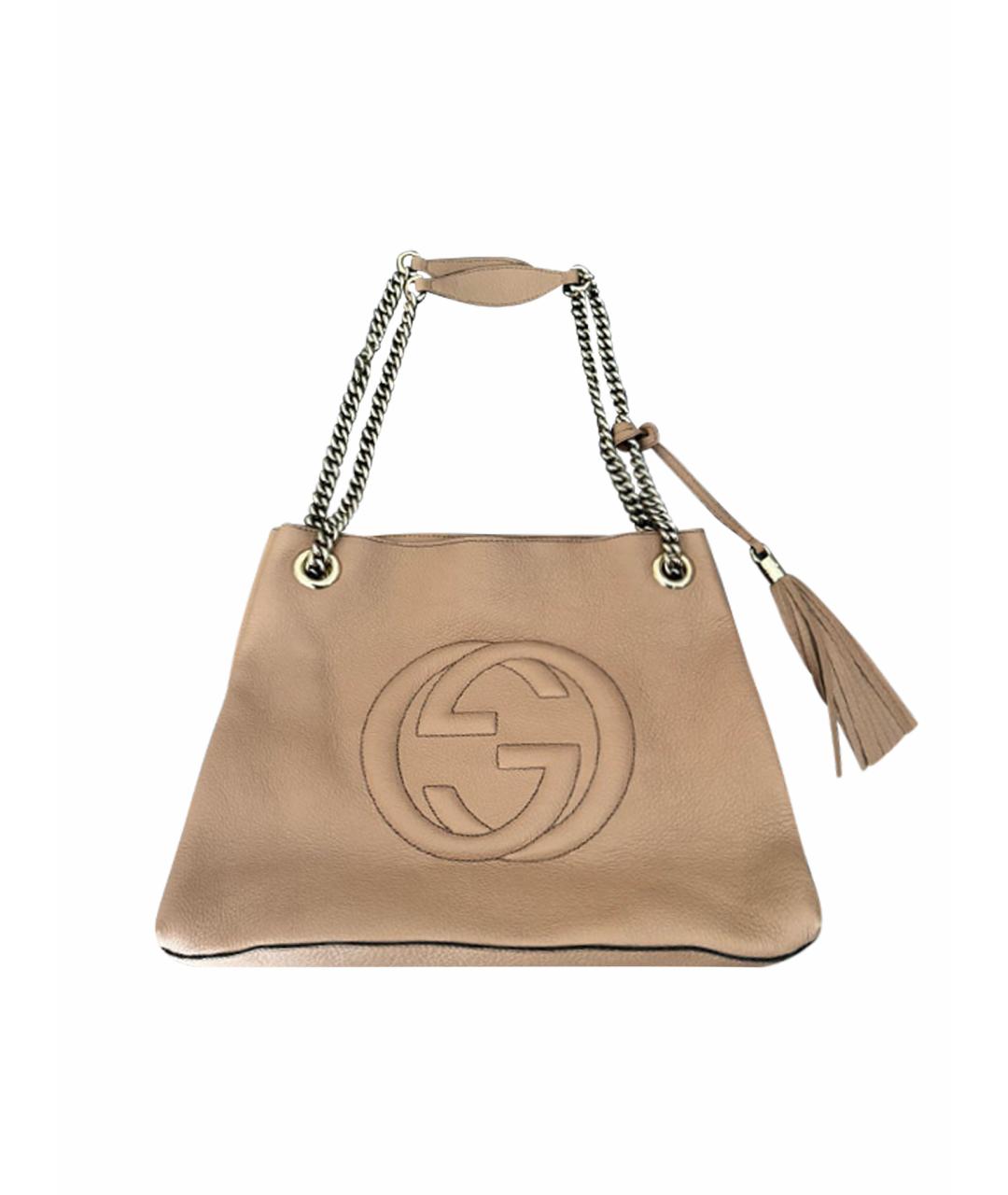 GUCCI Бежевая кожаная сумка тоут, фото 1