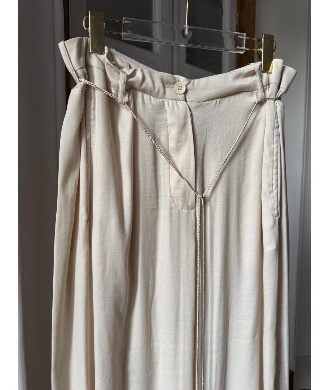 ANN DEMEULEMEESTER Бежевые шелковые брюки широкие, фото 3