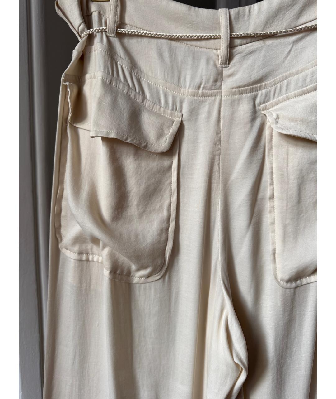 ANN DEMEULEMEESTER Бежевые шелковые брюки широкие, фото 4
