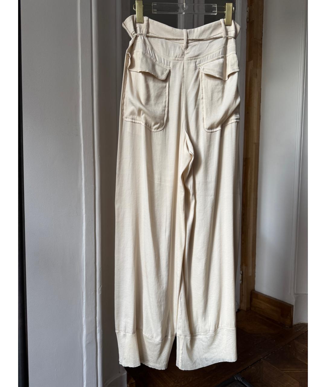 ANN DEMEULEMEESTER Бежевые шелковые брюки широкие, фото 2