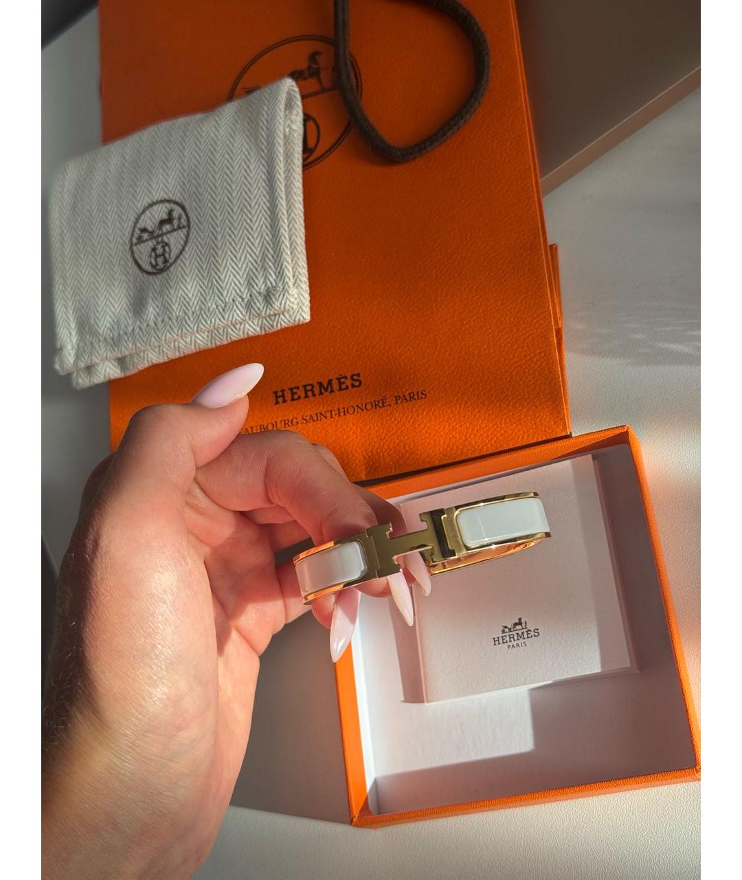 HERMES Белый браслет из желтого золота, фото 2