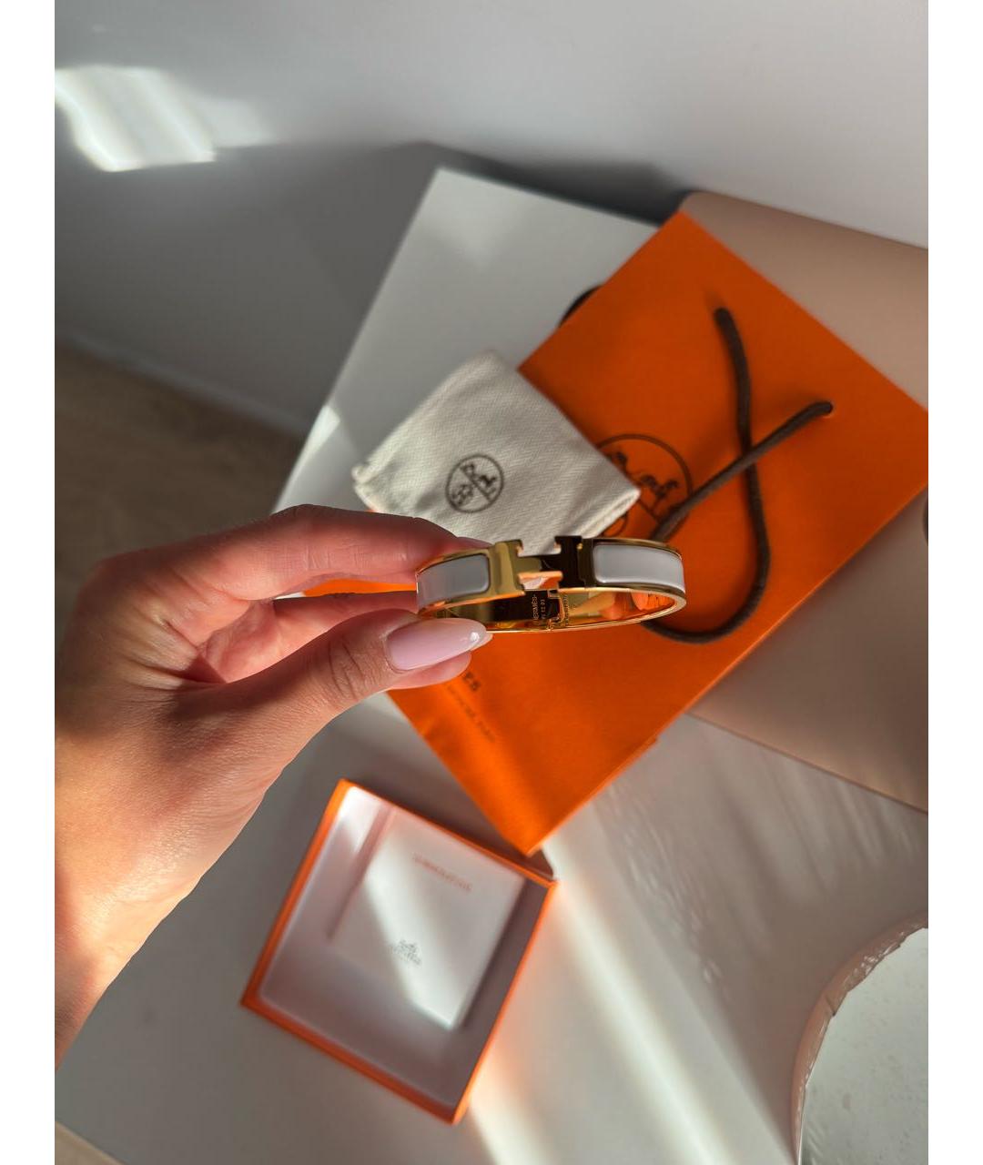 HERMES Белый браслет из желтого золота, фото 6