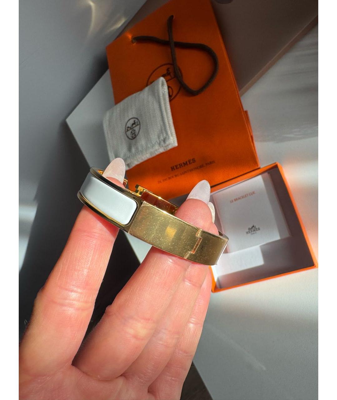 HERMES Белый браслет из желтого золота, фото 4